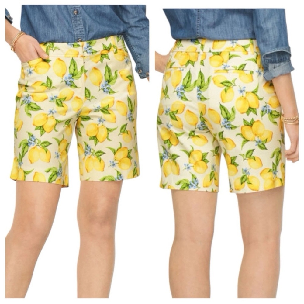 TALBOTS Perfect Shorts Lemon Blossom Sz 20W Bermuda Pockets Cotton Blend Stretch